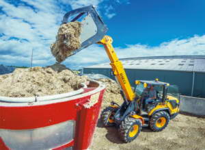 Articulated telehandler for construction handling